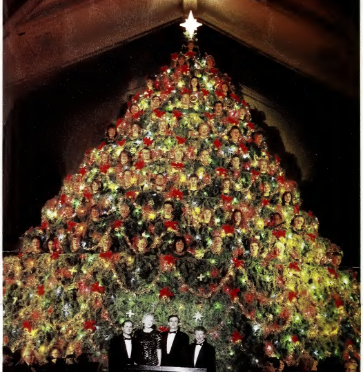 Image of the Tabernacle Baptist Church Living Christmas Tree circa early 90s.